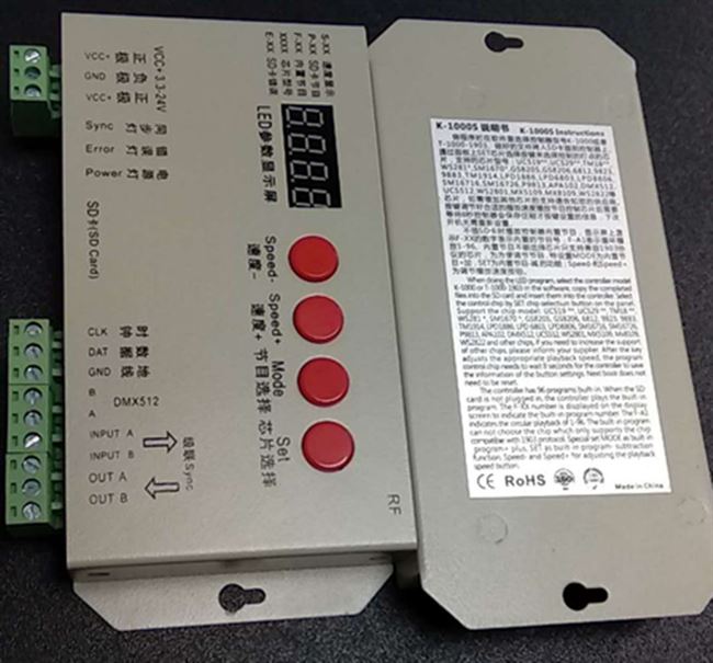 k-1000s全彩数码灯带灯条点光源护栏管线条灯512控制器射频遥控9