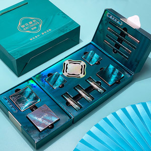 雅诗兰黛口红彩妆套装礼盒 中国风化妆品全套组合 雕花口红套盒送