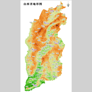 山西省地势地形图地图电子版设计素材文件