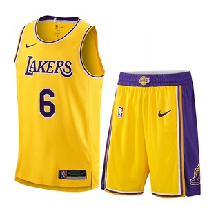 nike耐克湖人队6号詹姆斯球衣球裤23号复古篮球服运动背心套装男