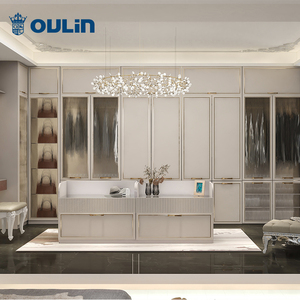 欧琳美式衣柜走入式衣帽间带梳妆台设计一门到顶电视柜全屋定制