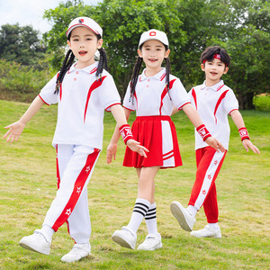 小学生校服红色运动会三件套装夏季老师儿童班服幼儿园园服春秋款