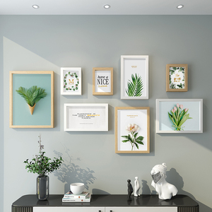 小清新绿植照片墙装饰现代简约客厅组合相框挂墙免打孔室内相片墙