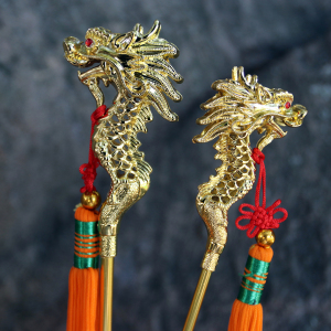 龙头拐杖王母娘娘法器黑妈妈龙头拐月老禅杖土地婆配件配合金摆件
