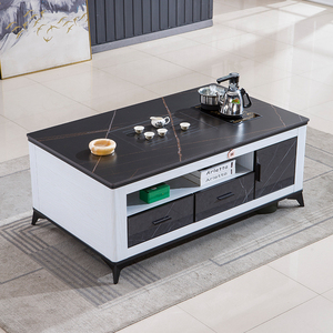 全铝合金柜体岩板面功夫茶台桌客厅家用的茶几带电磁炉泡茶多功能