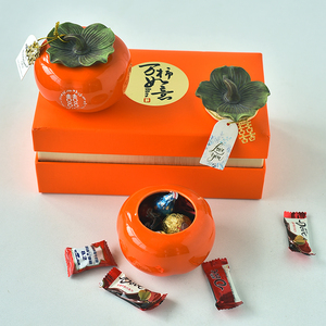 免费看样创意陶瓷柿子喜糖盒子结婚满月伴手礼盒装订婚喜糖罐婚礼