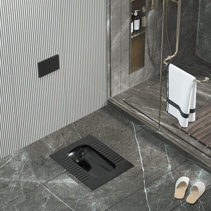 越乐北欧创意黑色蹲便器 隐藏式入墙暗装感应水箱 嵌入式蹲坑蹲厕