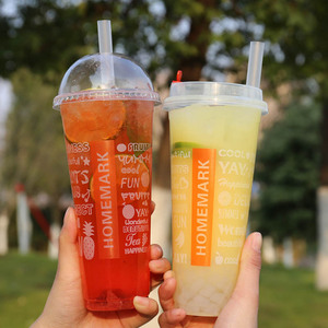 透明奶茶水果杯