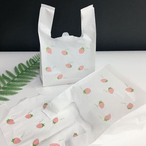 网红草莓可爱打包塑料袋通用快餐便当外卖袋饰品礼品背心袋子小
