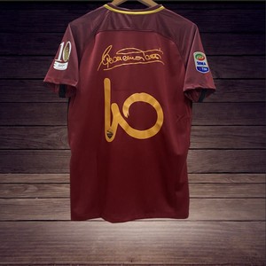 复古罗马17-18赛季主场短袖经典足球服 10号托蒂退役纪念版球衣