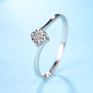 钻戒女18k白金牛头款扭臂显大30分效果au750真钻求婚订婚戒指礼物