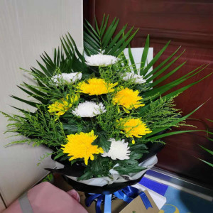 惦念祭祀祭祖祭拜鲜花现货束坟前花上坟花大菊花清明扫墓黄白菊花