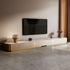 意式轻奢超长电视柜茶几组合家用现代简约小户型岩板电视机地台柜