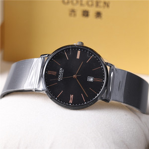 正品golgen古尊手表女表男表情侣表石英表钢带超薄简约防水9148