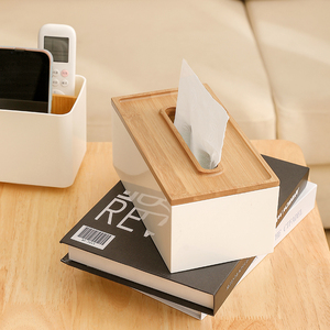 竹白家居桌面纸巾盒客厅茶几家用抽纸盒创意竹木餐巾纸收纳盒子