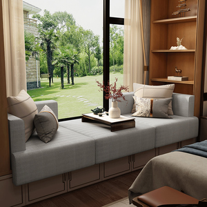 布艺沙发飘窗沙发简约现代卧室小沙发单人网红榻榻米双人窗台定制