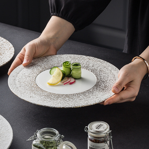 XX一亨日式轻奢餐厅家用寿司意大利面ins风格深浅圆形陶瓷西餐盘