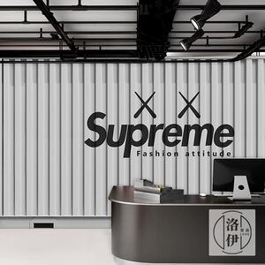 潮牌logo壁纸男装3d潮鞋店装修前台网红背景墙布直播间集装箱墙纸