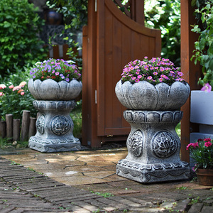 石凳石鼓门墩古中式花园庭院户外人造石墩子室外花盆底座