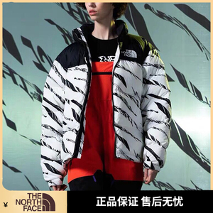 代购日版北面the north face冬季羽绒服男宽松斑马纹鸭绒女外套潮