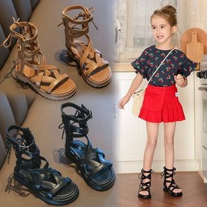 女童凉鞋2022夏季韩版儿童时尚公主罗马鞋小女孩网红洋气高筒凉靴