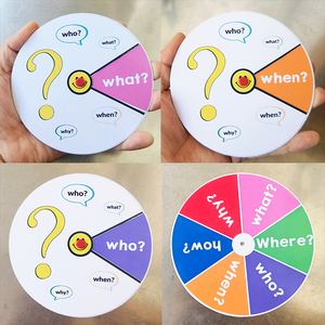小学英语单词疑问词卡片塑封防水黑板贴公开课教具培训转盘道具