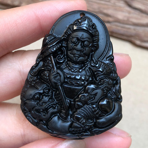 000人付款淘宝天然朱砂大黑天财神吊坠男女密宗黑财神项链黄财神爷