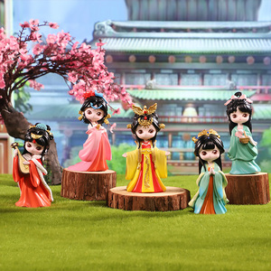 国潮盲盒古风四大美人树脂手办公仔少女心汉服玩偶摆件女生节礼物