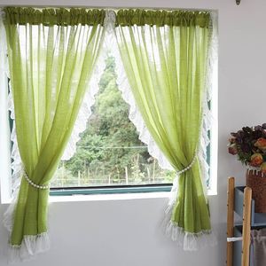 阳台半截窗帘布飘窗遮挡帘飘窗帘子免安装美式田园风短帘厨房半帘