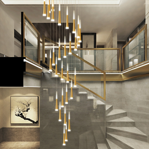楼梯长吊灯现代简约别墅大气北欧客厅创意个性餐厅旋转复式楼吊灯