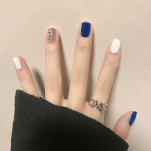 902人付款淘宝ins拆卸美甲贴穿戴甲甲片指甲贴成品手工防水简约纯色