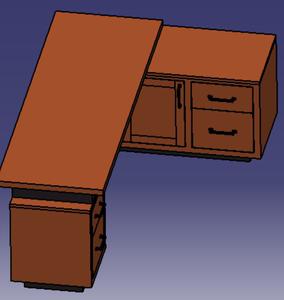办公桌子书桌课桌3d三维几何数模型stp格式l型桌子多层抽屉工作台