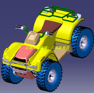 四轮越野沙滩摩托车轮胎汽车身骨架零部件结构3D三维模型几何数模