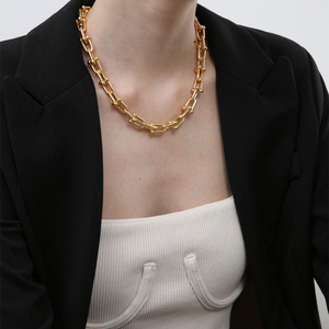 2020秋冬新款u型粗链条锁骨毛衣链短款女高端大气个性百搭项链