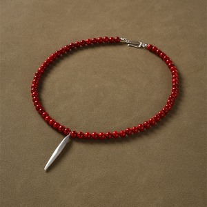 MONA同款串珠项链女轻奢小众设计高级感红色过年饰品锁骨链毛衣链