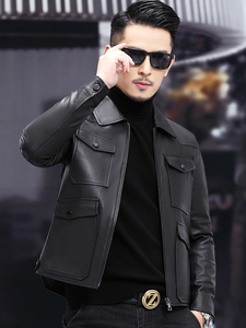 高端真皮皮衣电视剧好先生陆远同款皮外套男机车明星夹克时尚休闲