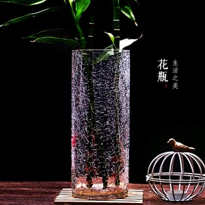 节节高富贵竹花瓶养竹子玻璃透明转运竹银柳大号40cm高碎冰简约