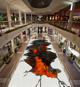 定制3d立体地贴墙贴地板画梦幻悬崖岩浆电梯防滑水墙纸商场壁画