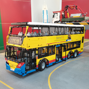 乐高moc香港双层巴士公交车成人高难度拼装积木汽车模型玩具礼物