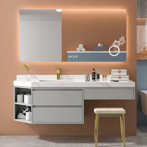 现代简约浴室柜梳妆台一体组合卫生间切角洗漱台异形定制洗手盆柜