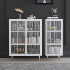 铁艺餐边柜长虹玻璃窄型厨房柜子储物柜客厅靠墙轻奢酒柜简约现代