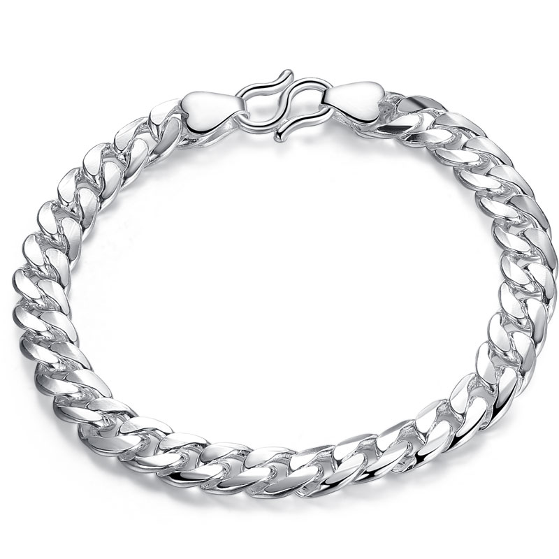 纯已久银饰s99银手链情侣手链马鞍链扁平链纯银手镯男士霸气链足