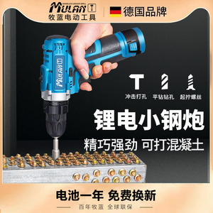德国无刷电动螺丝刀锂电家用小型手电转钻充电手持冲击手枪钻工具
