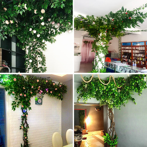 仿真樱花假树叶树枝树藤客厅室内绿植藤蔓藤条吊顶植物墙装饰造景