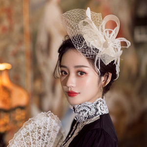 复古礼帽法式名媛优雅礼服配饰羽毛网纱气质小帽子女结婚写真新娘