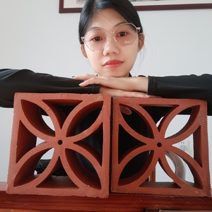 闽南古建陶瓷花窗外墙瓷砖紫砂红花格陶土砖装饰室内外朱砂红砖瓦