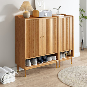 乐玛仕鞋柜现代简约家用门口入户玄关柜客厅对开门原木收纳储物柜