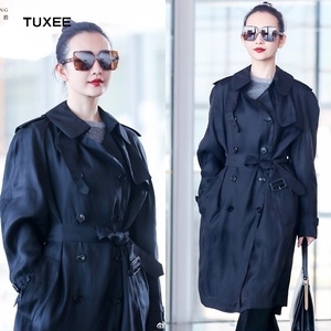 正品tuxee明星王鸥机场同款韩范中长款系带风衣秋冬休闲外套大衣