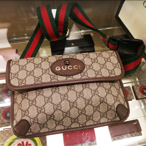 gucci二手包包腰包古驰女包斜挎包男女同款双g印花虎头胸包调节
