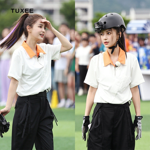 tuxee奔跑吧兄弟跑男杨颖baby同款衣服女衫上衣黑色休闲工装裤子